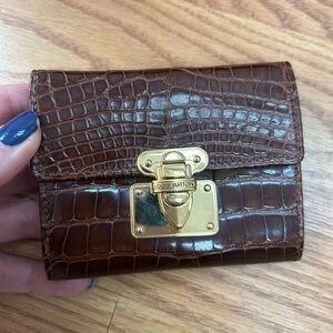 Louis Vuitton Crocodile Leather Wallet with Gold Clasp